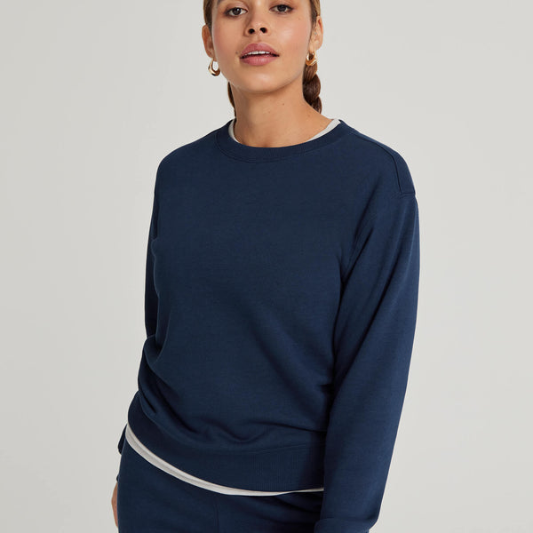 Navy blue sweatshirt women's sale